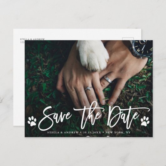 Trouwfoto met pootafdrukken 'Save the Date' Aankondigingskaart (Voorkant / Achterkant)