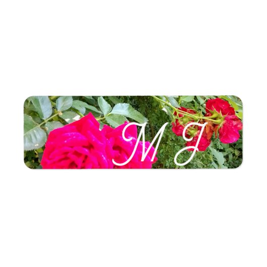 Trouwfoto met Rode Rozen Etiket (Voorkant)