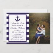 Trouwfoto met scheepsanker Save The Date (Voorkant)
