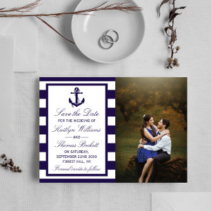 Trouwfoto met scheepsanker Save The Date