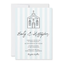 Trouwfoto met streepjesmotief voor de kapel