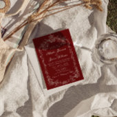 Trouwfoto met vintage Bourgondië QR-code Kaart