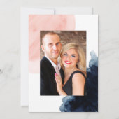 Trouwfoto met waterverf geometrisch ontwerp in mar save the date (Achterkant)