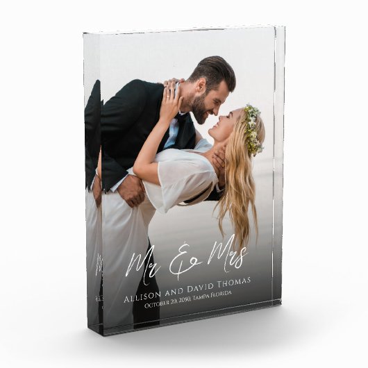 Trouwfoto Mijnheer en Mevrouw Persoonlijk Geschenk Fotoblokken (Links)