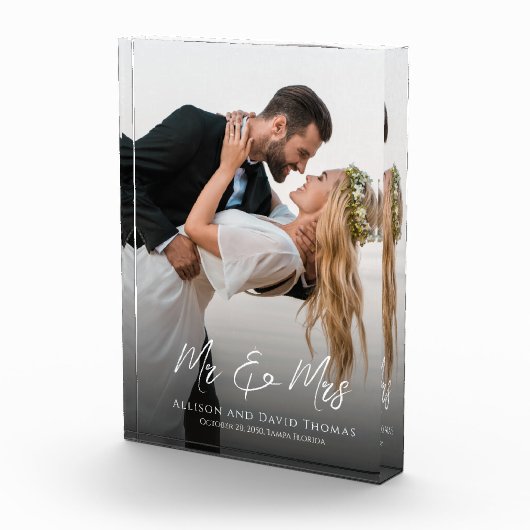 Trouwfoto Mijnheer en Mevrouw Persoonlijk Geschenk Fotoblokken (Rechts)