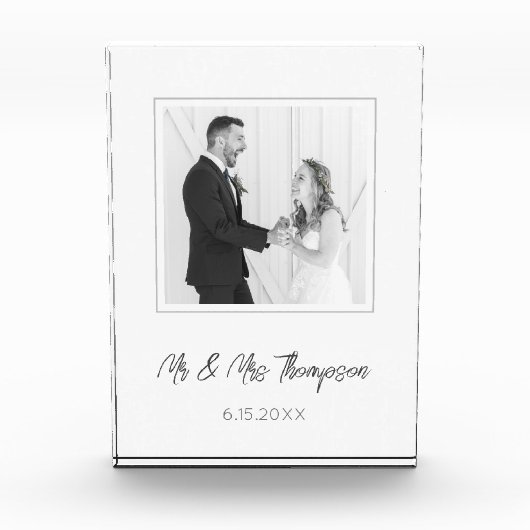 Trouwfoto Mijnheer & Mevrouw Naam Datum Aandenken Fotoblokken (Voorkant)