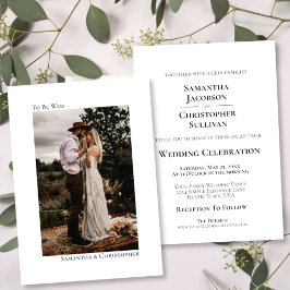 Trouwfoto Minimalistische Verticale Trouwkaart Kaart