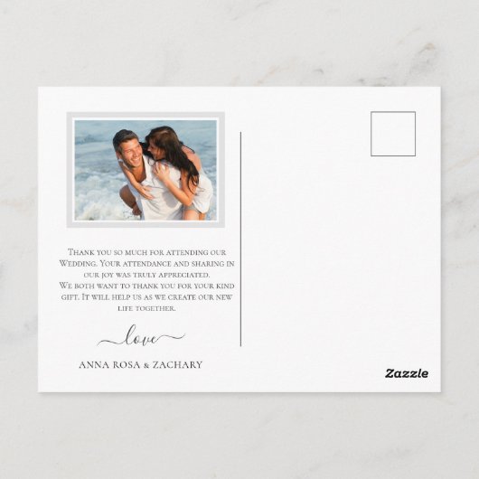 *~* TROUWFOTO Modern Dank u Briefkaart (Achterkant)