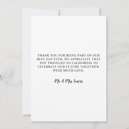 Trouwfoto Modern Heart Swash Script V Bedankkaart (Achterkant)