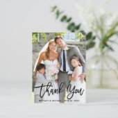 Trouwfoto Moderne Borstel Schrift Bedankt Briefkaart (Staand voorkant)