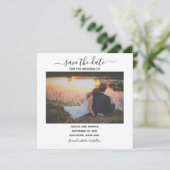 Trouwfoto Moderne kalligrafie Save the Date (Staand voorkant)
