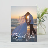 Trouwfoto Mooi formeel script Bedankkaart (Staand voorkant)