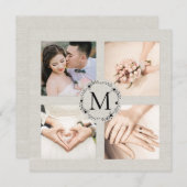 Trouwfoto Mozaïek met Monogram Bedankje Kaart (Voorkant / Achterkant)