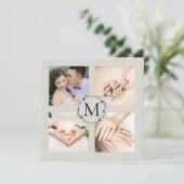 Trouwfoto Mozaïek met Monogram Bedankje Kaart (Staand voorkant)