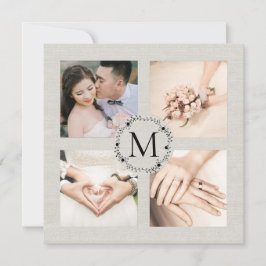 Trouwfoto Mozaïek met Monogram Bedankje Kaart