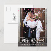 Trouwfoto Net Getrouwd Moderne Borstel Script Briefkaart (Voorkant / Achterkant)