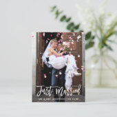 Trouwfoto Net Getrouwd Moderne Borstel Script Briefkaart (Staand voorkant)