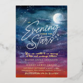 Trouwfoto onder de sterren maan avond folie uitnodiging (Voorkant)