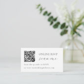 Trouwfoto Online RSVP QR-code, Zwart & Wit Informatiekaartje (Staand voorkant)