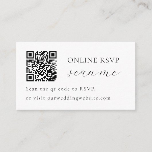 Trouwfoto Online RSVP QR-code, Zwart & Wit Informatiekaartje (Voorkant)