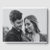 Trouwfoto op berg met pijnboom gastenboek (Achterkant)