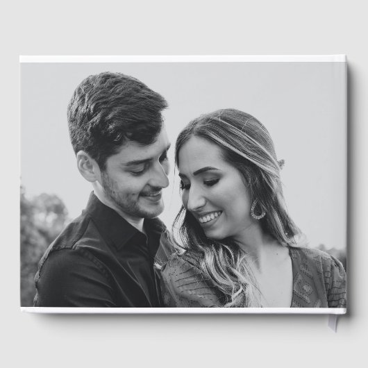 Trouwfoto op berg met pijnboom gastenboek (Achterkant)