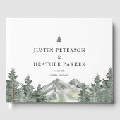 Trouwfoto op berg met pijnboom gastenboek (Voorkant)