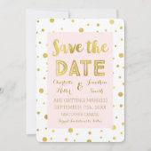 Trouwfoto opslag Blush Goud Confetti Save the Date (Voorkant)