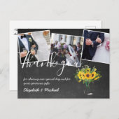 Trouwfoto-overlaytekst op krijtbord 'Dank je' Briefkaart (Voorkant / Achterkant)