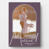 Trouwfoto paars met elegante boog fotoplaat (voorkant)