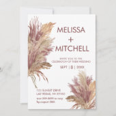 Trouwfoto Pampas Grass Elegance Mauve Roze Kaart (Voorkant)