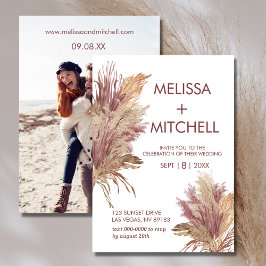 Trouwfoto Pampas Grass Elegance Mauve Roze Kaart