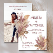 Trouwfoto Pampas Grass Elegance Mauve Roze Kaart