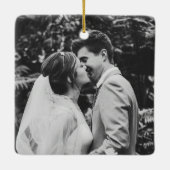 Trouwfoto Passen getrouwd paar Keramisch Ornament (Achterkant)