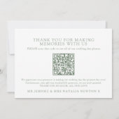 Trouwfoto QR-code met wildbloemenmonogram Bedankkaart (Achterkant)