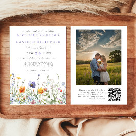 Trouwfoto QR-code Wilde Bloemenveld Kaart