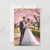 Trouwfoto roze en wit bedankkaart (Voorkant)