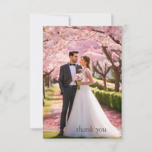 Trouwfoto roze en wit bedankkaart (Voorkant)