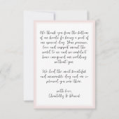 Trouwfoto roze en wit bedankkaart (Achterkant)