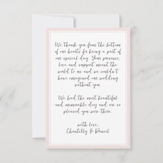 Trouwfoto roze en wit bedankkaart (Achterkant)