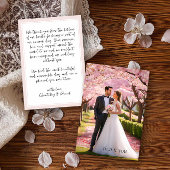 Trouwfoto roze en wit bedankkaart