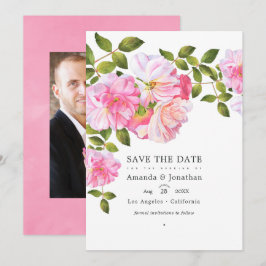 Trouwfoto Roze Rozentuin Save The Date