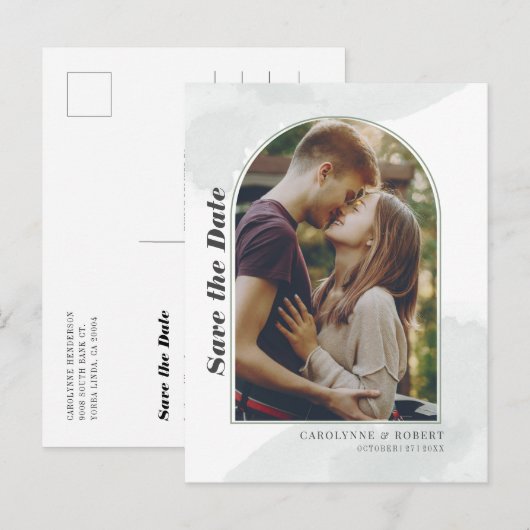 Trouwfoto Save the Date Aankondigingskaart (Voorkant / Achterkant)