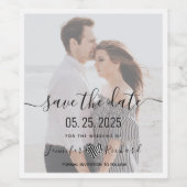 Trouwfoto 'Save The Date' Wijn Etiket (Enkel label)