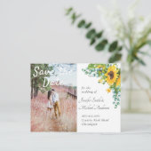 Trouwfoto Save the Date Zonnebloemen Bruiloft Briefkaart (Staand voorkant)