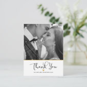 Trouwfoto Script Bedankt Gouden Hart Briefkaart (Staand voorkant)