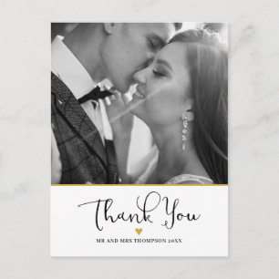 Trouwfoto Script Bedankt Gouden Hart Briefkaart