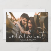 Trouwfoto Scriptie Modern Overlay 'Waard om te Wac Save The Date (Voorkant)