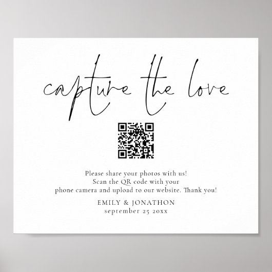 Trouwfoto Sign QR Code Capture the Love Poster (Voorkant)