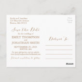 Trouwfoto Sla de datum Briefkaart in goud (Achterkant)